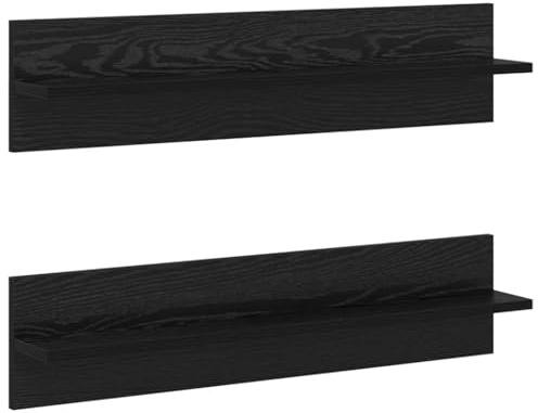 vidaXL Wall Shelf 2 pcs Black Oak 80 x 11.5 x 18 cm Engineered Wood, Living Room, Rectangular Wall Shelf, Contemporary Display Shelves, Mounted Storage Unit, Stylish Space Saving Organizer