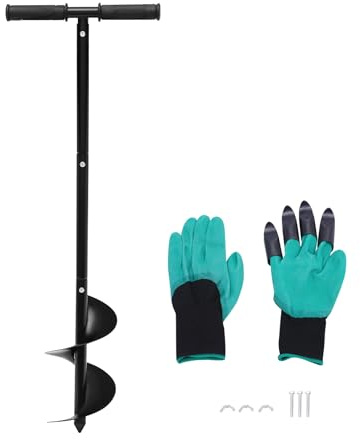 ROGONPDK 150mm Manuelle Spiralbohrer, Garten Handbohrer, Erde Bohren Pfahl Bohrung Schwarz, Erdlochbohrer, Garten Manuellebohrer, Handerdbohrer, Gartenbohrer Set, mit Griff