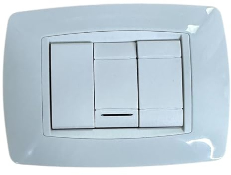 Kit da Incasso 5 pezzi Living Light Compatibile – Placca 3 Moduli + Interruttore 1P 10A/16A e 2 Copriforo Falso Polo 1M (Bianco)