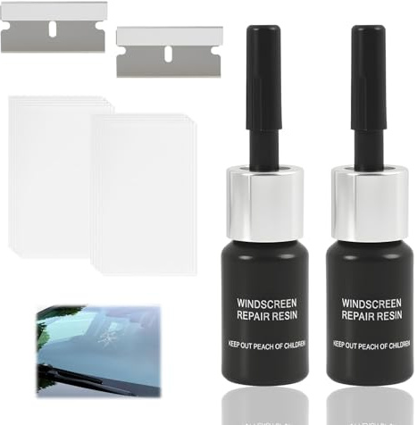 sofun 2 Sets Windscreen Repair Kit, DIY Glass Crack Chip Repair Set, Quick-Curing Nano Resin For Automotive Windows Mirrors