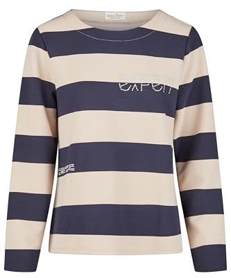 BARBARA LEBEK Damen Streifen Sweatshirt mit Wording (Navy) Größe 42