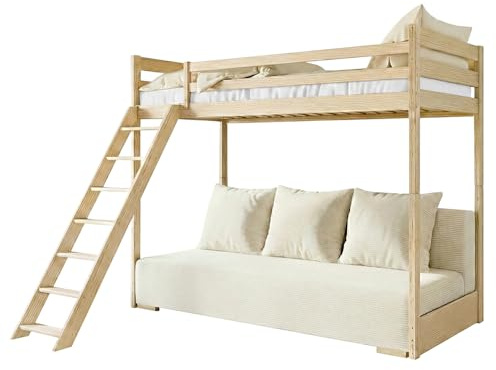 Etagenbett mit Schlafsofa SOFINO 90x200 Kiefer aus Kiefernholz
