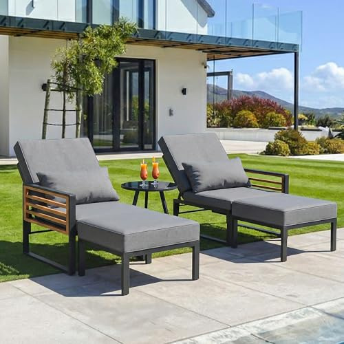 Shye Garten-Lounge-Set für 2-4 Personen, Doppel-Liege & Outdoor Daybed mit Verstellbarer Rückenlehne, nutzbar als Outdoor-Sofa/Bett, inkl. Rücken- & Sitzkissen