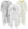 Simple Joys by Carter's Unisex Baby 3-Pack Neutral Sleep Play Infant-and-Toddler-Bodysuits, Hellgrau Ministreifen/Weiß Elefant/Giraffe, 0 Monate (3er Pack)
