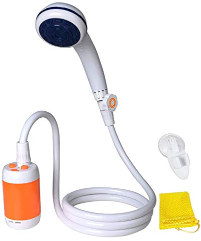 Douche Portable Douche de camping pour la Douche à Domicile ou en Plein air Lavage de Voitures Bain de Animaux Végétation Arrosage avec Tête de Douche Vanne D'arrêt et Batterie 4800mAH intégrée