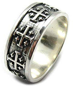 Sterling silber ring solide 925 Jerusalem Kreuz R001949 EMPRESS
