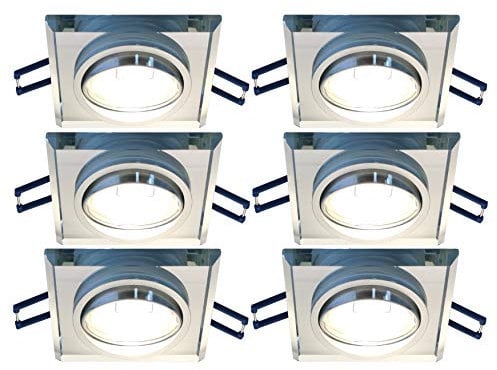 Trango 6er Set Design LED Einbaustrahler 6729S-06MCOBSD inkl. 6x 3 Stufen dimmbar 5 Watt LED Modul Ultra flach Einbauspots Einbauleuchten, Deckenstrahler, Deckenleuchte aus Kristall Glas & Alu