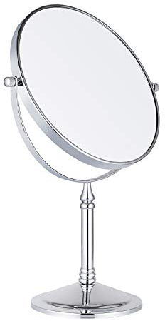 Nicesail Kosmetikspiegel mit Vergrößerung 10x Chrom Tischspiegel Schminkspiegel Stehend 10fach Rasierspiegel Standspiegel 360° Rotation Doppelseitiger Spiegel - Durchmesser 8 Inch