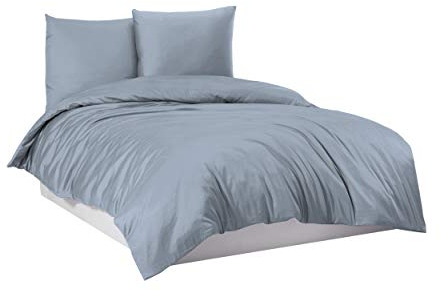 Premium Bettwäsche Mako Satin Bettwäsche Bettgarnitur 135cm 155cm 200cm 220cm, Farbe:Hellblau, Größe:200 x 200 cm