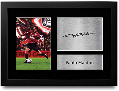 HWC Trading FR A4 Paolo Maldini AC Milan Gifts - Foto autografata stampata per fan e tifosi, formato A4, con cornice