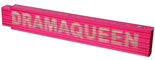 TE-Trend 2m Zollstock Pink Meterstab personalisierter Zollstock Frauen Laser Gravur Maßstab Spruch Dramaqueen Rosa