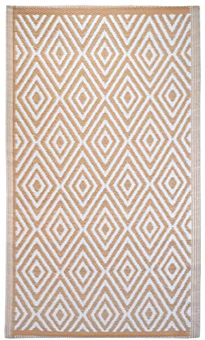 Brandsseller Outdoor Teppich ca.120x180 cm – Wetterfest & Schimmelresistent – In- & Outdoor Teppich für Garten, Balkon, Terrasse, Camping – Pflegeleicht & Robust Weiß/Beige
