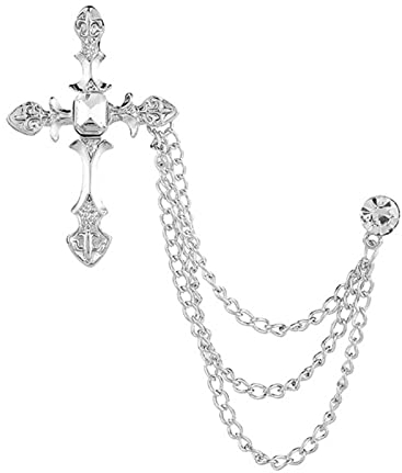 Neue Metall Kreuz Brosche Kristall Strass Quaste Kette Anstecknadel Mode Herren Anzug Abzeichen für Frauen Zubehör