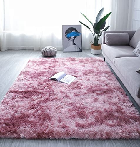 linyingdian Tappeto Peloso Soggiorno Tappeti per Grandi Dimensioni Salotto Moderno cameretta Bimba tappeti,Tappeto morbido e soffice per la camera da letto (rosa viola, 100x200cm)