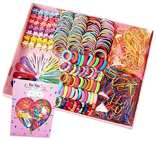 Esteopt 780 Stück Mädchen Haar Zubehör Set, Schleife Haarspange Blume Haarspange elastische Gummi Haargummis Haarspangen für Mädchen und kleine Mädchen Baby Kinder