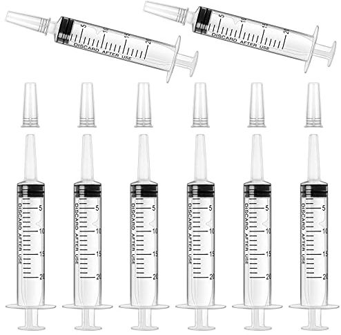 8 Stück 20ml Spritze mit Deckel,Kunststoffspritze sterile Verpackung mit Messung für wissenschaftliche Labore,Dispensieren,Messen von Flüssigkeiten,Tierfütterung,Pflanzenbewässerung