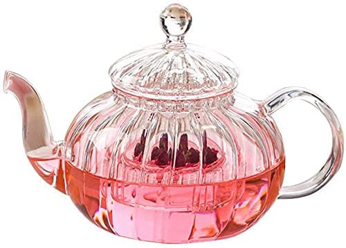 YRHH Heat Resistant 600ml Glass Teapot with Bulk Leaf Glass Infuser