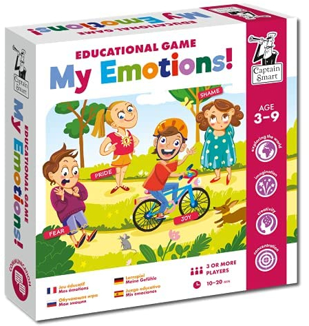 Captain Smart Lernspiel für Kinder My Emotions Emotionen Ausdrücke Vorstellungskraft 3+ Spieler Brettspiel für Lernspielzeug Geschenk für Kinder 3-9 Jahre alt