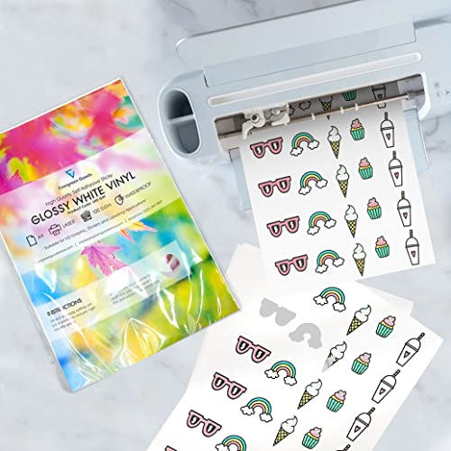 20 Blatt Stanz-/Plotting-Maschinen-Aufkleber Vinyl | A4 Wasserdicht Glänzend Weiß | Laserdruckbar | Geeignet für Cricut Silhouette Cameo Brother Gemini | Machen Sie Ihre eigenen Aufkleber zu Hause