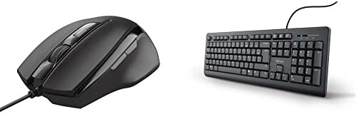 Trust Voca Comfort Souris Filaire (800/1200/1600/2400 PPP) Noir & Taro Clavier Filaire - AZERTY Français, Résistant aux Éclaboussures, Câble USB de 1.8 m, PC/Portable/Ordinateur, Windows/MacOS - Noir