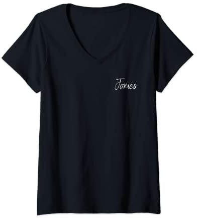 Womens James First name Design V-Neck T-Shirt