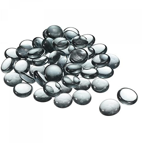 sourcing map Décoratif Plat Verre Billes 17-19mm Roche Vase Remplissage Perles Galets Gris pour Poisson Réservoir Table Diffuseur 50Pcs