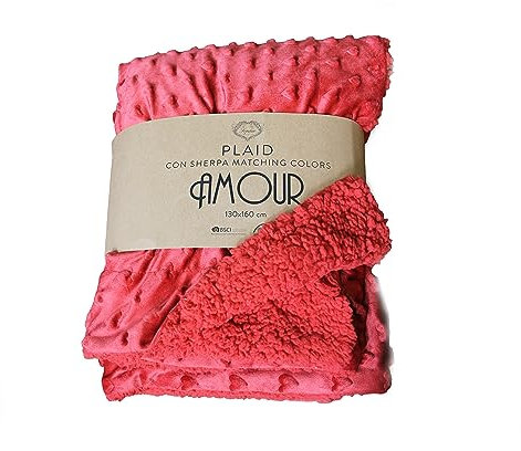 INTRECCI Coperta Plaid Cuori Morbida Tinta Unita, Coperta Per Divano In Peluche Soffice Leggera Disponibile in più Misure (Rosso, Coperta Singola 150x210 cm)