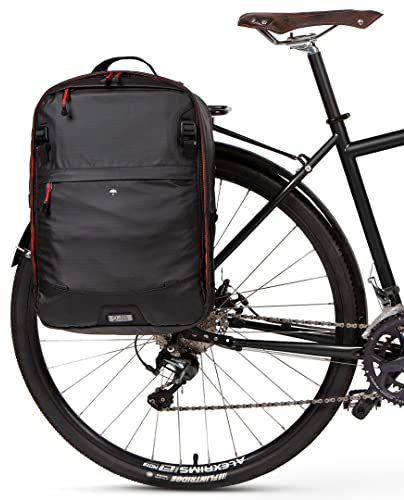 Two Wheel Gear - Gepäckträgerrucksack Cabrio - 2-in-1 Fahrrad Pendeln und Reisetasche, Schwarzer Ripstop, 30 l, Large, Gepäckträgerrucksack