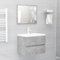WIFESE Set di mobili da bagno in legno grigio cemento, 60 x 38,5 x 45 cm, mobiletto da bagno con 1 cassetto, 1 specchio, linee pulite e design sottile