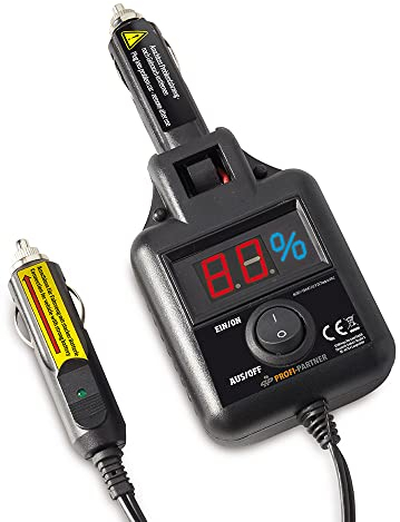 PROFI-PARTNER Auto-Starthilfe – Kfz-Starter-Kit für Zigarettenanzünder, 12-Volt-Anschlüsse, 6 m Kabel, mit Display, Einfache Anwendung, Platzsparende Start-Hilfe, Auto, Startbatterie, Pannenhelfer