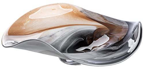GILDE Glas Schale Draga - Dekoschale Ø 46 cm braun schwarz Mamor Optik - europäische Herstellung