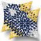 Marineblau-gelbe Kissenbezüge, 50,8 x 50,8 cm, gelb-grau, Dahlien-Blumenmuster, geometrische Kissenbezüge, Set mit 2 Stück, elegante geometrische Blume, Überwurfkissen, Frühling, Sommer,