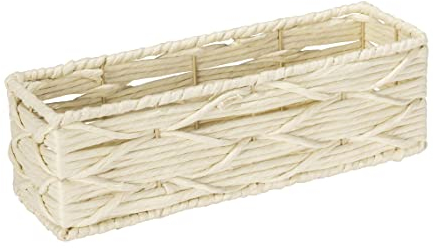 WENKO Badbox Vabriano - Cesta de mimbre para baño y oficina, 32 x 10 x 10 cm, estilo bohemio, color beige