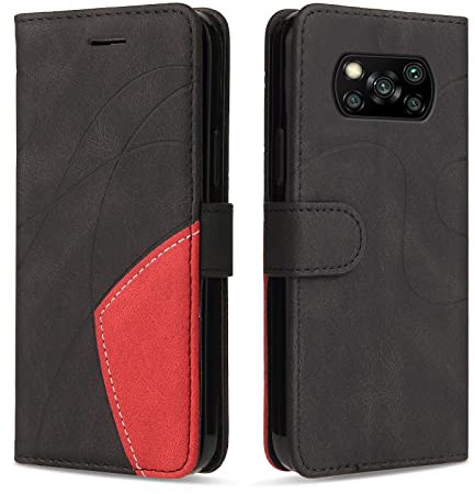 KKEIKO Coque pour Xiaomi Poco X3 NFC/Xiaomi Poco X3 / Xiaomi Poco X3 Pro, Antichoc Étui à Rabat avec Porte Cartes, Magnetique Portefeuille Coque en PU Cuir pour Xiaomi Poco X3 Pro / X3 NFC, Noir