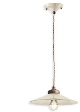 Hängeleuchte Vintage Colors Eisen und Keramik Creme 1 Licht E27 30 cm