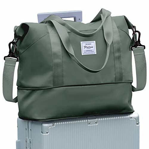 Reisetasche Damen Sporttasche 40x20x25 Ryanair Handgepäck Tasche Weekender Bag Schwimmtasche Wasserdicht Travel Bag Duffle Bag Fitnesstasche Trainingstasche Frauen für Reise Gym,D6-Armeegrün