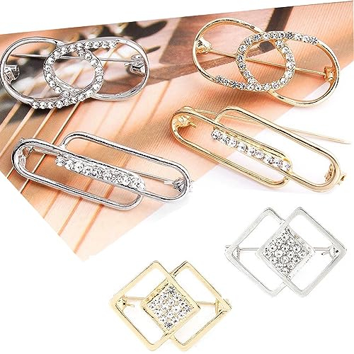 SSyang 6 pièces Broche Femme, pull à Broche, Broche et Accessoires en Perle, Broche Mode Perle Corsage, Convient pour les Echarpes de Femmes, les Robes, les Cadeaux de Fête(Or, Argent)