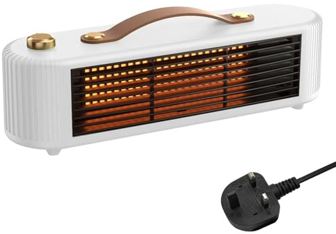 Petit chauffage électrique de bureau 800 W, chauffage électrique en céramique à chauffage rapide, chauffage d'appoint portable PTC avec 2 réglages de chaleur pour la maison, le bureau (blanc)
