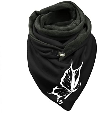 AIchenYW Winterschal Schal mit einem süßen Clip Groß Dreieck Winter Dreieckstuch Hochwertige Qualität Dreiecksschal Tuch mit Verschluss weiches Halstuch Lockere Print Dreiecksschal (G, One Size)