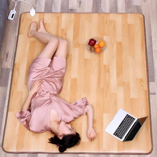RoMukA Electric Heated Floor Mats, Large Wood Grain Area Rug, Home Electric Heated Mat Home Winter Home Floor Warming Heater Heated Foot Warmer Mat Under Desk for Office and Home