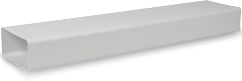 110 x 55 mm / 11 x 5.5 cm Rectangular Plastic Flat Duct - 150 cm Long - Connection - Ventilation System, Heating, Cooling - Ventilation Element for Limited Spaces