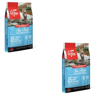 Orijen Cat Six Fish | Doppelpack | 2 x 340 g | Alleinfuttermittel für ausgewachsene Katzen | 85% hochwertige tierische Zutaten | Fisch, Innereien, Knochen | Natürlicher Geschmack