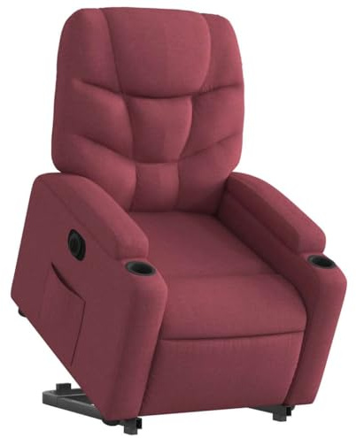 vidaXL Relaxsessel, Sessel mit Aufstehhilfe Elektrisch, Fernsehsessel mit Liegefunktion, Liegesessel Aufstehsessel für Wohnzimmer, Weinrot Stoff