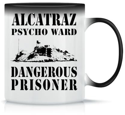 Moonai Alcatraz Psycho Ward Dangerous Prisoner San Francisco Jail Klassische Keramik-Kaffeetasse Weiß Schwarz Rosa Magisch 330ml