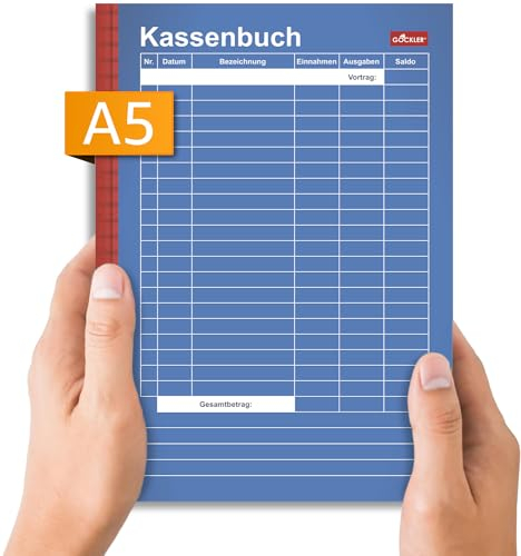 Gockler® KASSENBUCH DIN A5: Einnahmen-Ausgaben-Buch für Kleinunternehmer, Vereine & Gastronomen (Kassenbericht, Buchführung, Abrechnung, Haushaltsbuch) | blau