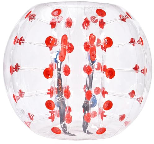 VEVOR Aufblasbarer Bump Ball Bumper Stoßball 1 STK. 1,2 m x 1,03 m, Menschlicher Kollisionsball, PVC-Körperblasen-Bounce-Ball für Outdoor-Aktivitäten, Transparent + Rote Punkte Aufblasbar Bumper Ball