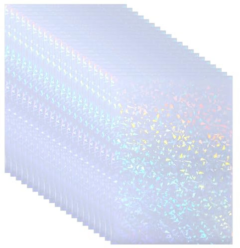 PATIKIL 11.7x8.3 Papel Adhesivo Holográfico 20 Hojas de Polipropileno A4 Transparente Autoadhesivo Impermeable para Laminar Fotos Decoraciones de Álbumes de Recortes Vidrio Roto