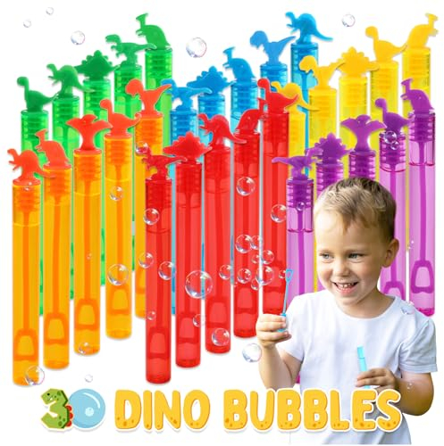 Magicat Dino Seifenblasen Kinder Set I 30 Seifenblasen mit Dinosaurier Design in 6 Farben I Ideal für Kindergeburtstag, Hochzeit & Halloween I Mitgebsel Kindergeburtstag Kleine Geschenke für Kinder