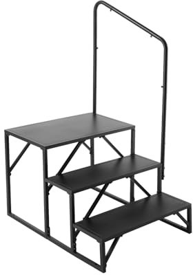 VEVOR Gradini per Camper, Scale per Camper a 3 Gradini, capacità Carico 199,58 kg Acciaio al Carbonio Addensato, con Corrimano, Gradini Antiscivolo per Ingresso Uscita, Adatto per Camper, Rimorchio