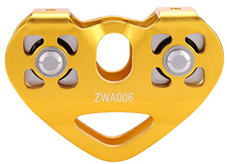 ZAWELIYO Carrello per Cavi di Salvataggio Zip Line a Doppia Puleggia 30KN, per Corda da 13 Mm, Acciaio Inossidabile con Alluminio Aeronautico, per Esplorazione All'aperto, (Oro)